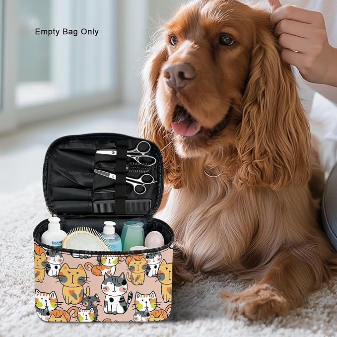 Kawaii Cat Makeup Bag Cosmetic Travel Pouch for Women Large Make Up Bags Portable Cosmetic Storage Bag with Handle Multi-functional Toiletry Bag