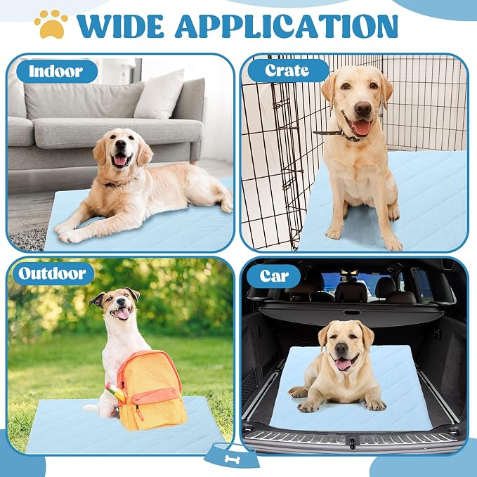2 Pack 29" x 40" Dog Cooling Mats with Storage Bags, Washable Cooling Pads for Dogs, Foldable Pet Self-Cooling Mat Blanket for Crate, Sofa, Floor, Car, Indoor Outdoor Summer Use
