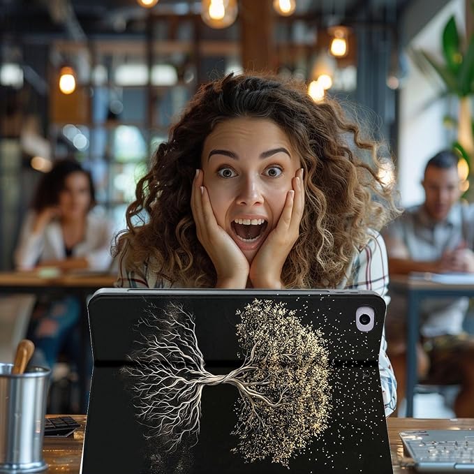 for Microsoft Surface Pro X/Pro X Plus-13 2019/2020/2021/2024 Tablet Case,Auto Wake/Sleep,Adjustable Stand Protective Cover - Golden Life Tree