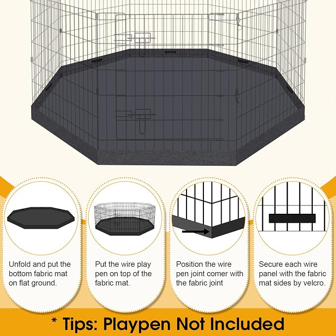 Peekaboo Dog Playpen Bottom Pad 24 Inch, Waterproof Floor Protector | Waterproof 24 Inch Dog Playpen Bottom Pad, 600D Oxford Floor Protector