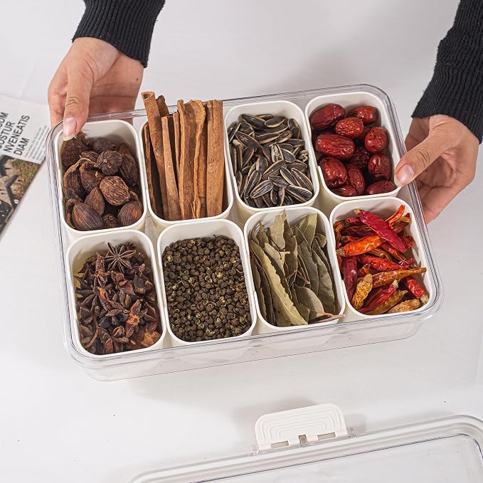 Amzcku Divided Serving Tray with Lid and Handle - Snackle Box Charcuterie Container (Pack of 2)