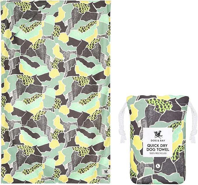 Dock & Bay Pet Towel - Super Absorbent & Quick Drying Dog Towels with Bag - 100% Recycled - Undercover Walkies, Large (120x70cm, 47x27)