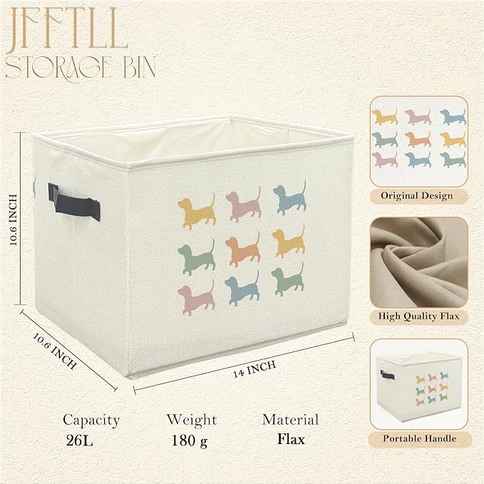 Colorful Dachshund Dog Toy Basket, Dog Home Decor, Dachshund Lovers Gifts Collapsible Pet Dogs Toy Storage Bin Box Basket Organizer, Pet Supplies for Dogs
