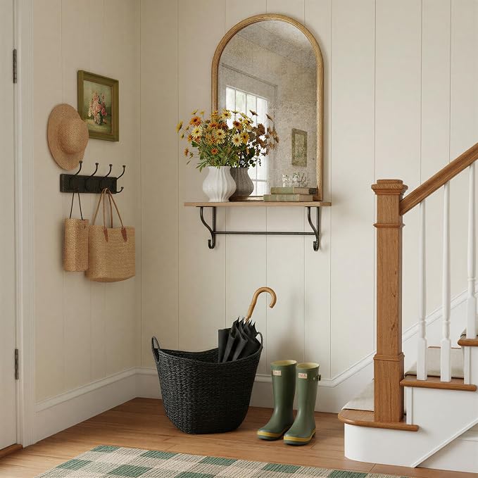 Household Essentials Handwoven Paper Rope Storage Basket with Metal Frame and Handles, Black
