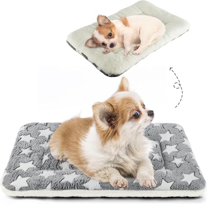 Mora Pets Dog Bed Crate Pad Ultra Soft Pet Bed with Cute Star Print Washable Crate Mat for Large Medium Small Dogs Reversible Fleece Dog Crate Kennel Mat Cat Bed Liner 22-Inch Grey | Washable Crate Mat for Large Medium Small Dogs, Reversible Fleece Dog...