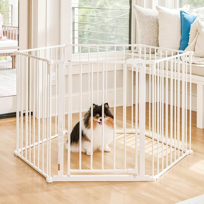 Carlson Convertible Pet Yard & Super Wide Dog Gate, Configurable Metal Pet Gate with Walk-Through Door, Expands up to 146.5”, Indoor Use
