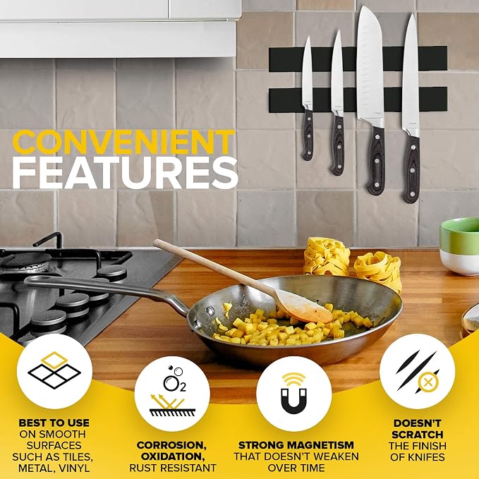 Super Sticky Adhesive Magnetic Strips, 12x1.5" (30x3.8cm), 2 pcs | Flexible Magnet Strips, Adhesive Backing, Easy to Cut & Mount, For Crafts, Labels & Light Organization