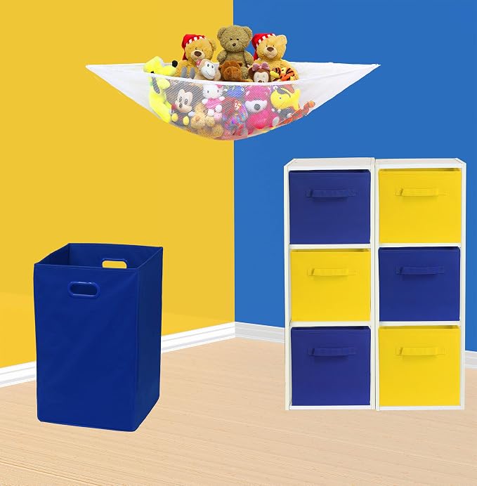 Simple Houseware 11-Inch Foldable Cube Storage Bins, Yellow, 6-Pack | Lightweight & Durable Structure Fabric Cubes Organizer for Closet or Shelves