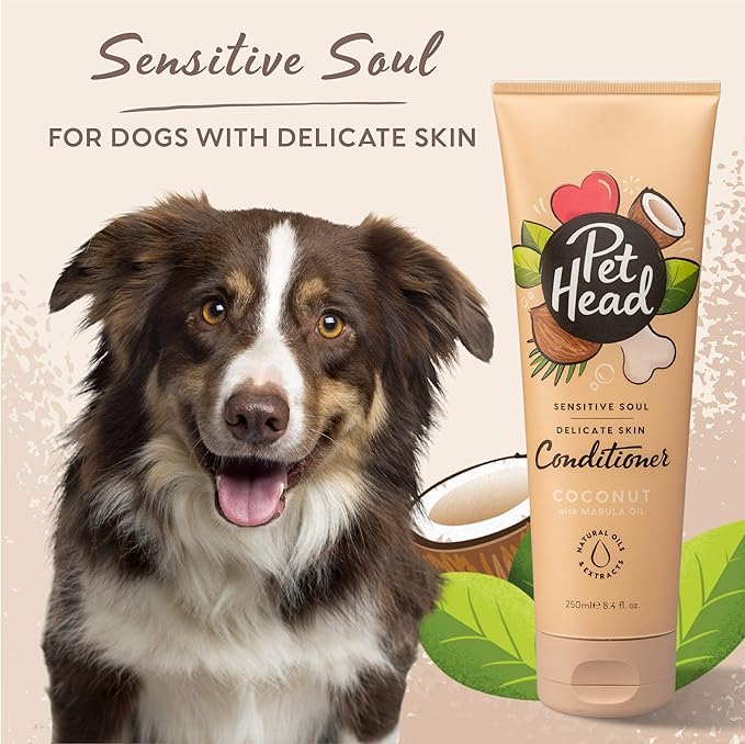 Pet Head Sensitive Soul Dog Conditioner | Coconut Scent | Conditioner for Dogs with Sensitive Skin | Professional Grooming | Vegan | pH-Neutral | Gentle Formula for Puppies | Made in USA | 8.4 fl. oz.