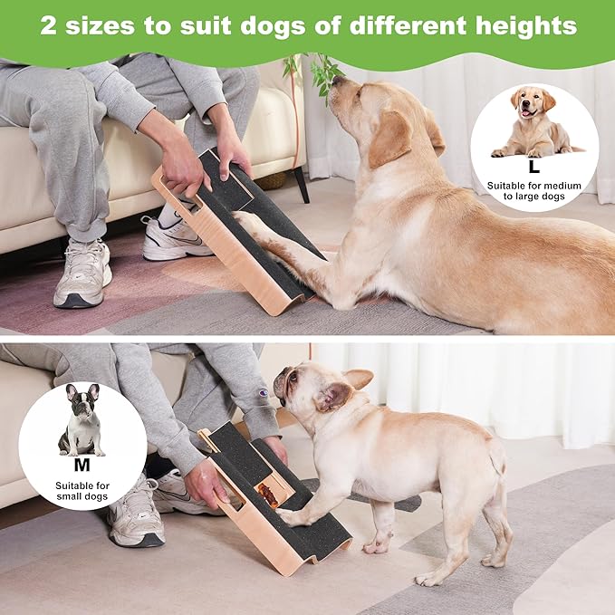 M-Shaped Dog Scratch Pad for Nails with Treat Box, Dog Nail Scratch Board for Large Dogs, Dog Nail File Toy and Shorten Dog’s Side Nail Easier (with Treat Box, L)