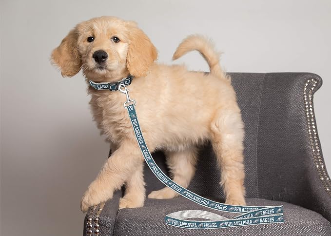 Pets First NFL Licensed Philadelphia Eagles Pet Leash, Size Medium – Durable Satin Dog & Cat Walking Strap and Pet Tether with Embroidered Team Name & Logo