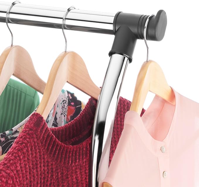 Whitmor Heavy Duty Adjustable Garment Rack-Rolling Clothes Organizer, Black and Chrome