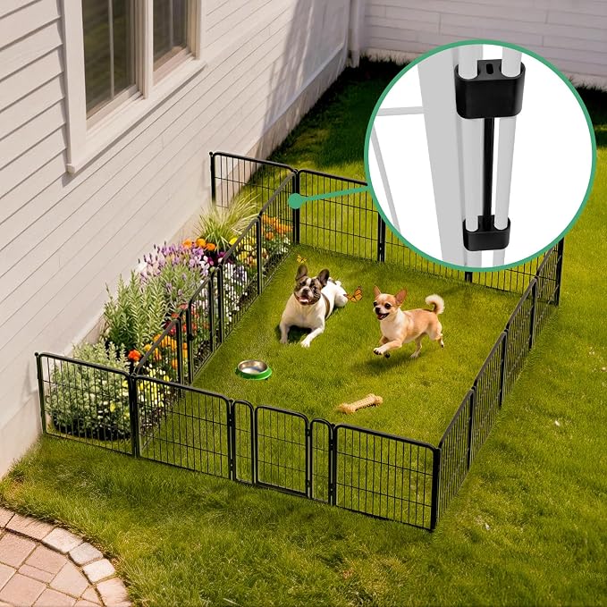 FXW Rollick Dog Playpen with Divider Connectors, 24" H, 16 Panels | Heavy-Duty & Easy setup Play Area, Two-Zone Layout, Indoor & Yard, For Puppies & Small Dogs, Patented