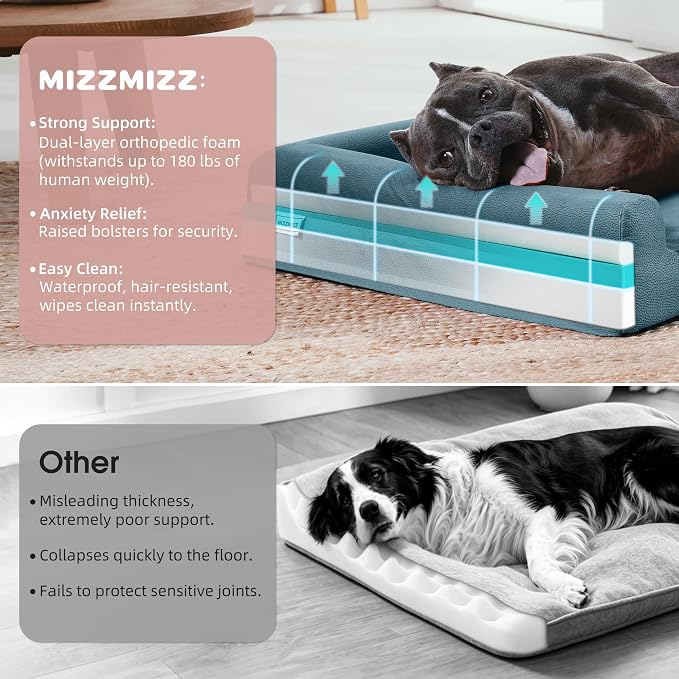 Gel Memory & High-Density Foam Orthopedic Dog Bed 35x27x6 Medium | | Double Waterproof Cover | Machine Washable | Non-Slip Base | Fur-Resistant Tech Fabric
