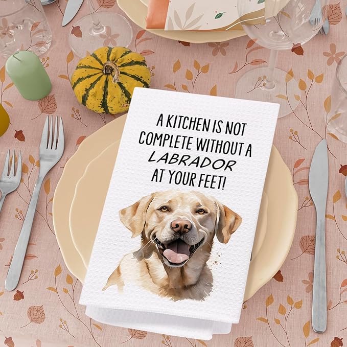 SPBL&L Golden Labrador Retriever Dog Kitchen Towels Set of 4, Labrador Retriever Gifts for Women,Labrador Decor Tea Dish Towels for Kitchen,Labrador Decorative Hand Towels for Bathroom, 16x24 Inches
