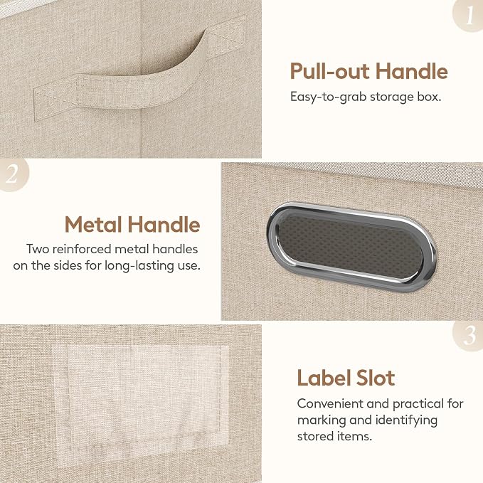Lifewit Fabric Foldable Storage Bins with Lids and Handles,34.5L,3 Pack