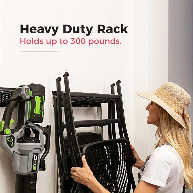 TIDYME Garage Tool Organizer Wall Mount - 48 inches - Sturdy Storage Rack with Adjustable Hooks, Anti-Rust - Easy Installation, 300lbs Capacity - Garden Tool Organizer (03 Racks & 06 Hooks) | 300 lbs, anti-rust carbon steel, garden tool organizer & sto...