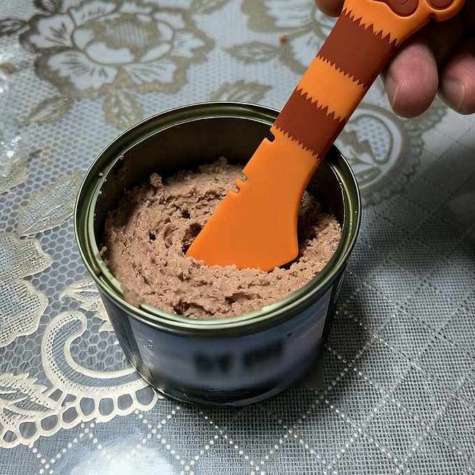 Cat Spoons for Wet Food Pet Can Lid Cover | Silicone Multi-Function Cute Paw Shape Opener Spatula Cat Food Spoon Cat Food Can Lid (Mixing colors)