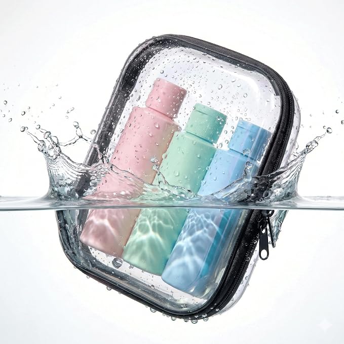 Clear Hard Shell Organizer Cases, 2 Pack | Durable PET shell with water-resistant, scratch-resistant surface for travel, toiletries, electronics and daily essentials