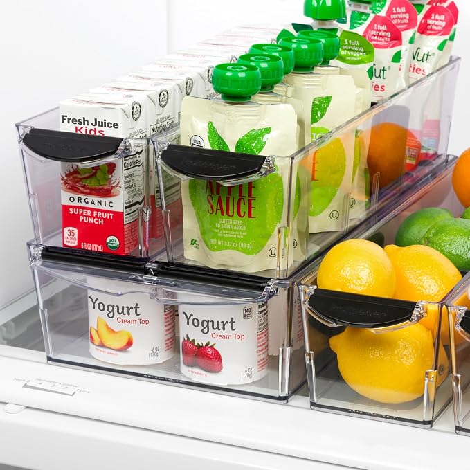 Progressive ProKeeper+ Pantry & Refrigerator Storage Containers – Modular Bins and Organizers (Narrow Stackable Bin, 16.1"L x 4.0"W x 3.6"H)