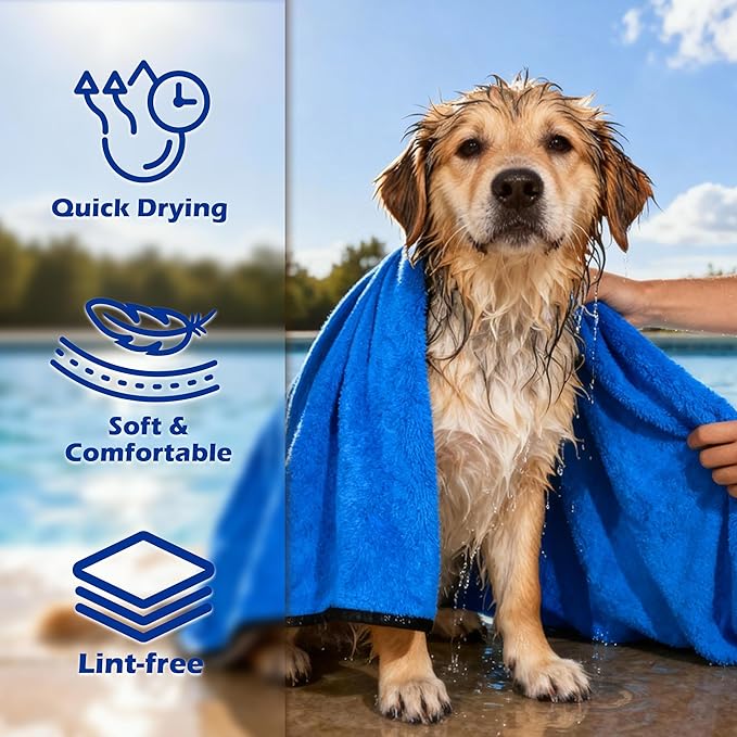 MICOOYO Dog Towels for Drying Dogs 3 Pack, Ultra Absorbent Microfiber Pet Bath Blanket | Quick Dry Towel for Dogs and Cats, 11.8”x23.6, S