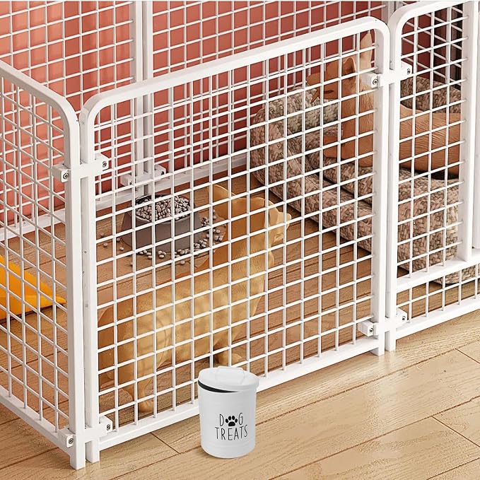 GANAZONO Dog Food Storage Container Airtight Metal Jar with Lid Large Capacity for Pet Treats and Snacks Kitchen Counter Organizer White