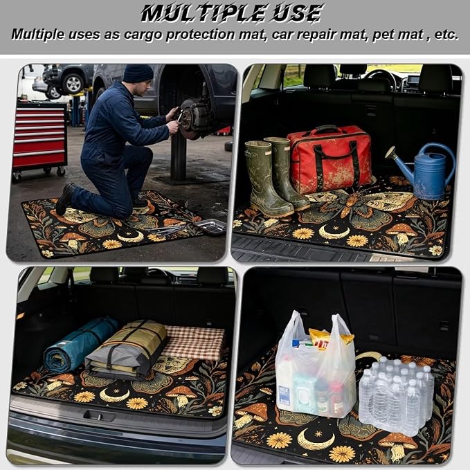 Moon Moth Cargo Liners Dustproof Car Rear Floor Mats, All Weather Trunk Protection Non Slip Cargo Mat Cover Universal Fits for Cars SUV Sedan Auto Accessories Decor