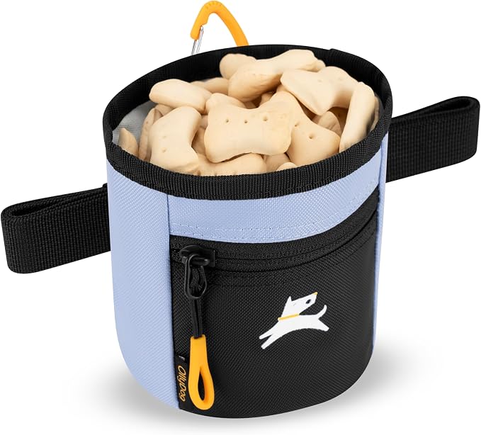 OllyDog, Goodie Treat Bag, Dog Treat Training Pouch | Magnetic Closure | 3 Ways to Wear | Hands-Free Waist Belt | Water-Resistant Recycled Vegan Fabric (Blue Heron)