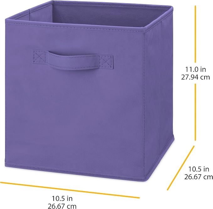 Whitmor Fabric Storage Cubes 2 Pack, Very Peri Closet Organizer Bins with Handles, 10.5 x 10.5 x 11 Inch Non-Woven Storage Baskets for Shelves, Closet, Nursery, Bedroom, Office
