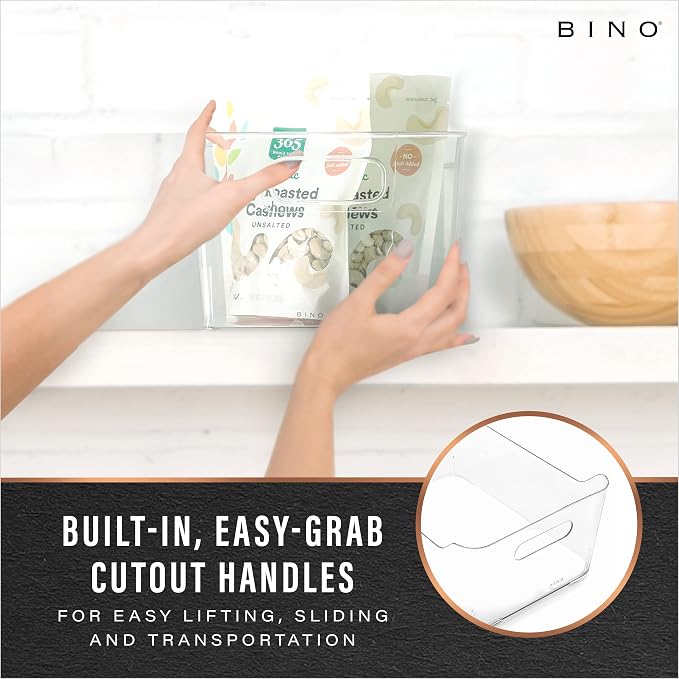 BINO | Plastic Storage Bins, Small - 12 Pack, Clear | THE SOHO COLLECTION | Pantry Organizers and Storage Containers Fridge Organizer Bins Kitchen Cabinet Organizer Medicine Cabinet Bin