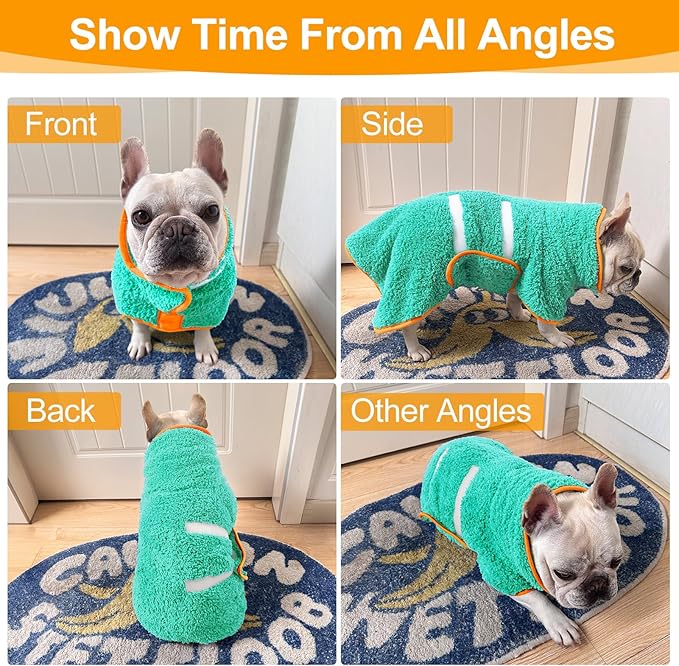 Dog Bathrobe Super Absorbent Dog Towels Large Quick Drying Robes for After Bath Soft Adjustable Warm Keeping Dogs Towel(S-XXL)