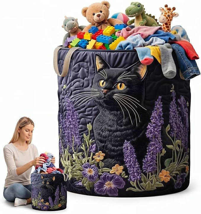 Laundry Basket, Foldable Oxford Cloth Novelty Tote Bag Laundry Hamper, Extra Large Clothes Storage Bucket, Heavy Duty Organizer for Bathroom(14"x 18")