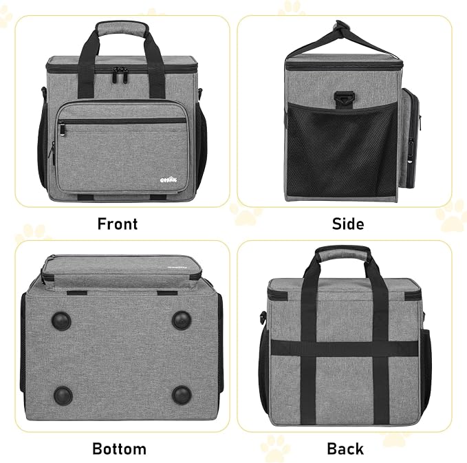 GMAK Pet Grooming Bag,Pet Hair Clipper Organizer Grooming Bag for Equipment | Dog Grooming Tote Bags Pets Tools Supplies Organizer for Dog Cat Equipment, Grooming Tools and Accessories, Grey