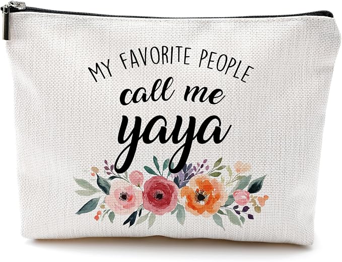 DILSJ Yaya Gifts Makeup Bag, Yaya Gifts For Christmas From Grandkids Cosmetic Bags For Women, Best Grandma Gift From Granddaughters Grandsons Zipper Makeup Pouch Travel Organizer Toiletry Bag