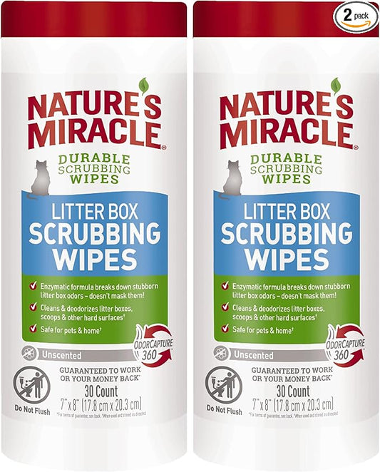 Nature’s Miracle Litter Box Scrubbing Wipes 30 Count (Pack of 2)