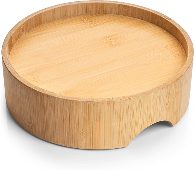 CatGuru Food Table for Cat Bowls, Elevated Feeding Station for Cat Food Bowl, Raised Stand For Pet Food and Water Bowls, Pet Feeder For Indoor Cats, Stress Free Stand For Pet Dishes (Bamboo, Standard)