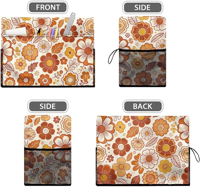 Sewing Machine Cover with Storage Pockets,Retro Flowers Print | Dust & Pet Hair Protection,Fits Standard Singer, Brother and Janome Machines, Protecting & Decorating Your Sewing Space
