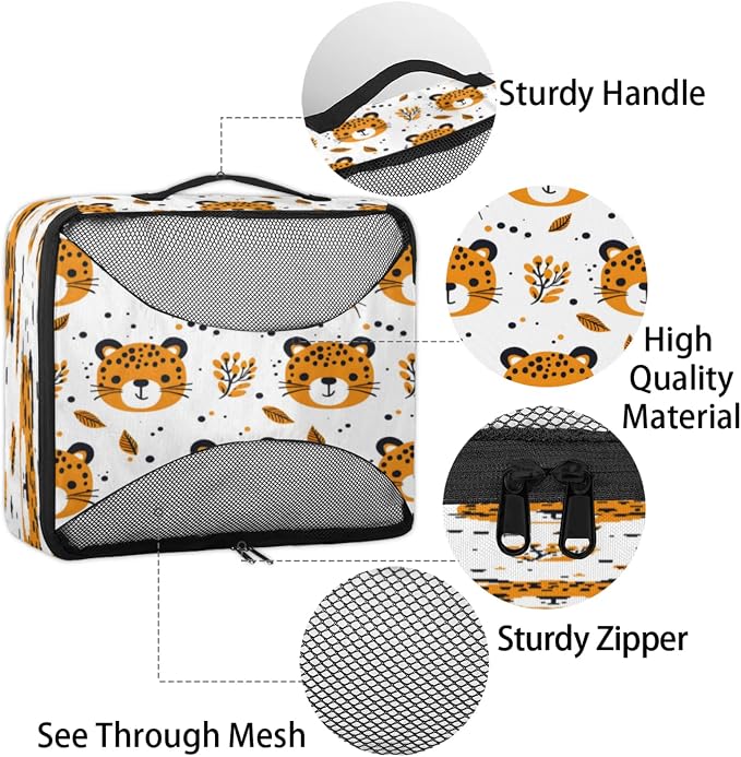 Packing Cubes for Travel, Wild Tigers Travel Luggage Packing Organizers for Women Men, Large Custom Toiletries Bag for Clothes Shoes, Animals Tigers
