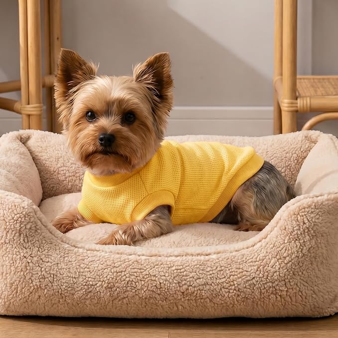 1 Pack Dog Shirt for Small Supplies Functional Waffle Dog Clothes Warm Soft Sweatshirt Outfit for Dogs Cats Pet Apparel