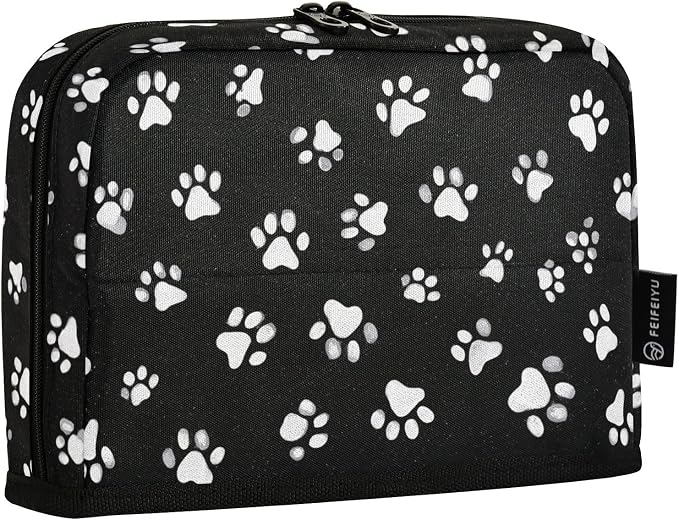 Aslsiy Large Capacity Pencil Case White Cute Pet Paws Black (2) Pencil Pouch for Boys Girls Portable Pen Bag Organizer Standing Makeup Bag for School Office Supplies