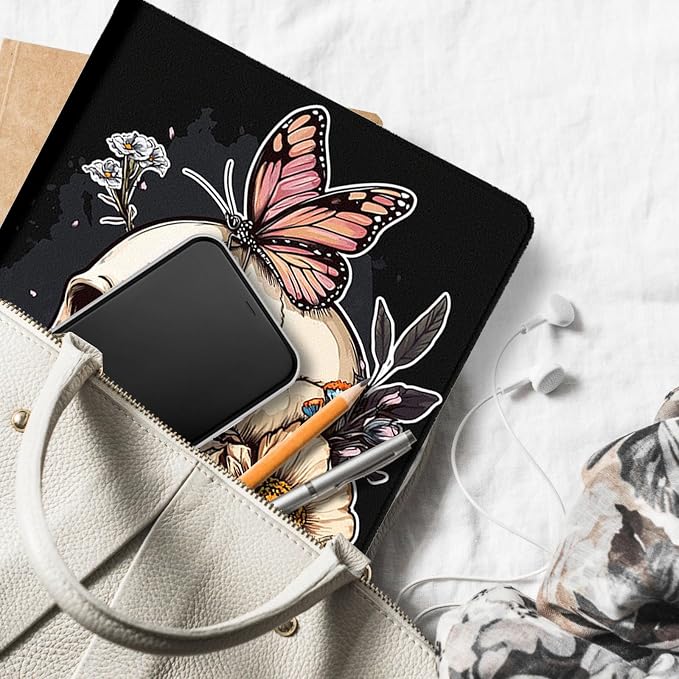 for Microsoft Surface Go 4/3/2/1-10.5" 2021 Tablet Case,Auto Wake/Sleep,Adjustable Stand Protective Cover - Skull Butterfly Flower