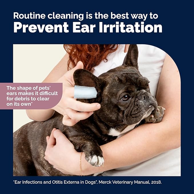 Vetnique Oticbliss Cat & Dog Ear Wipes - Dog Ear Infection Wipes or Dog Ear Cleaner Wipes for Dirty, Waxy, Smelly Ears, Odor Control with Aloe Vera & Salicylic Acid (Fingermitt Ear Wipes (50ct))