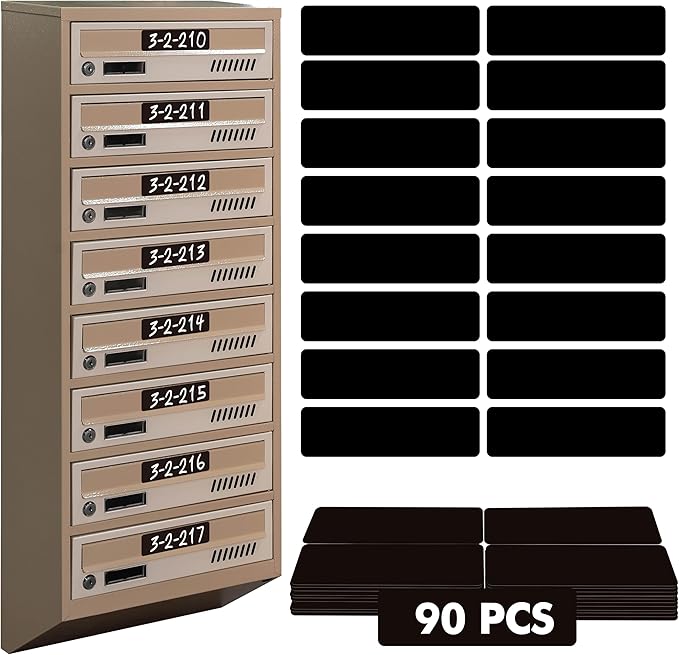 90 PCS Magnetic Labels, Large Size Dry Erase Labels Reusable Tool Chest Organizer Tags for Whiteboards Locker Fridge School Office Home Tool Box Drawers (Black, 3.5” x 1”)