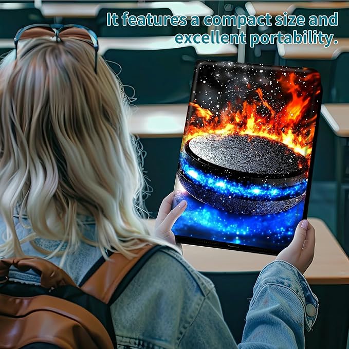 Case for Samsung Galaxy Tab A 10.1" 2016 SM-T580/T585/T587, 360 Degree Rotating Stand with Multi-Angle Vertical & Horizontal Viewing Shockproof Shell for Women Men, Blue Red Flames