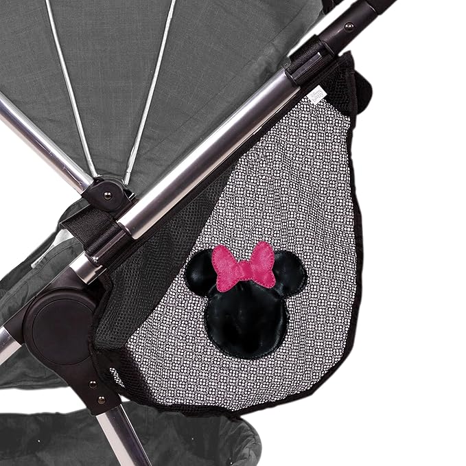 J.L. Childress Disney Baby Side Sling Stroller Organizer & Caddy, Minnie | Disney universal stroller net attachment adds accessible storage for baby essentials to strollers with secure non-slip straps