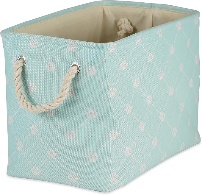 Bone Dry Pet Storage Paw and Bone, Trellis Collection, Small Rectangle, 14x8x9, Aqua