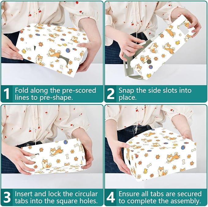 Emelivor Cute Pets Dogs White Pattern Magazine Holder Set of 3 Desk File Organizer Water-resistant Vertical Folder Holder with Labels for Office Organization File Box for Classroom and Home