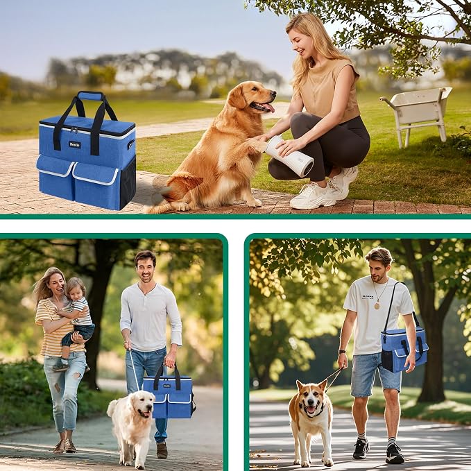 Dog Travel Bag - Dog Travel Kit for a Weekend Away Set Includes Pet Travel Bag Organizer for Accessories, 2 Collapsible Bowls, 2 Travel Food Container