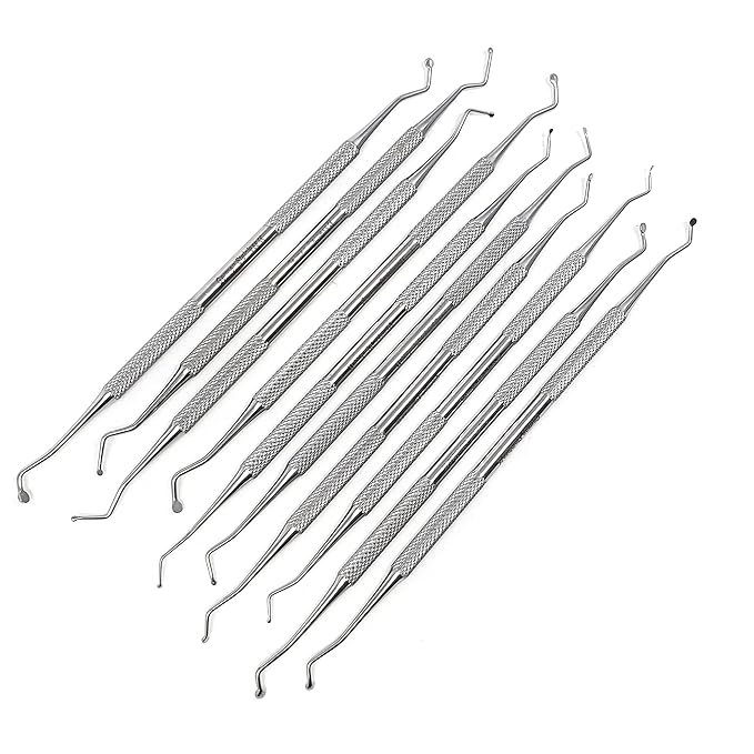 Professional Dental Tools Dental Picks Oral Care, Stainless Steel Hygiene Kit Set with Tooth Scraper Tartar Scaler Tweezers Mouth Mirror for Personal & Pet Oral Care Use (Excavator Set of 10 Pcs)