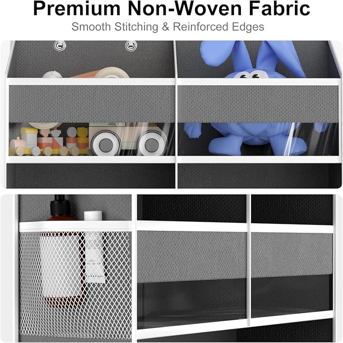 Over the Door Hanging Organizer - 50lb Load Closet Door Storage with Large Pockets, Behind The Door Organizer for Bathroom Nursery Dorm